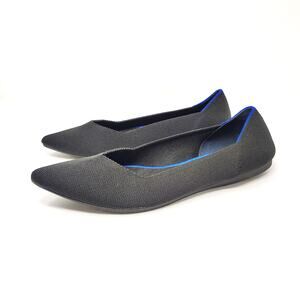 Rothys Womens 11.5 Shoes Flats Pointed Toe Black Knit The Point